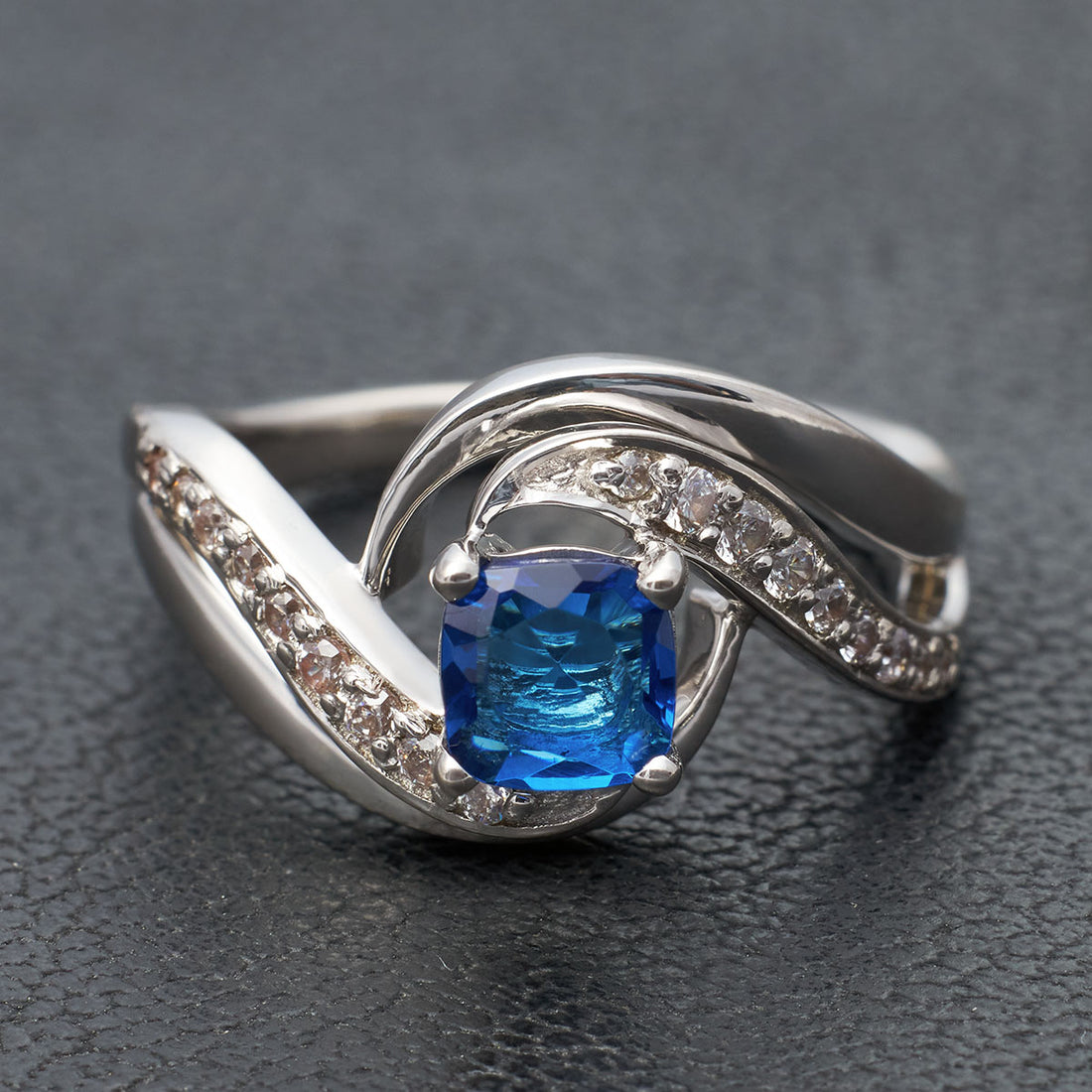 Cushion Cut Natural Sapphire Engagement Ring