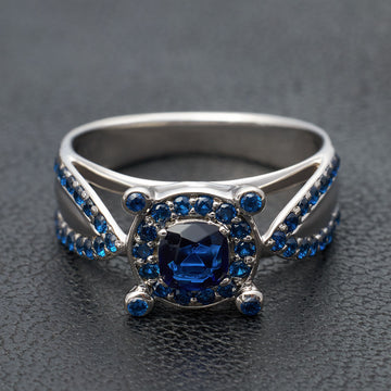 Natural Blue Sapphire Engagement Ring
