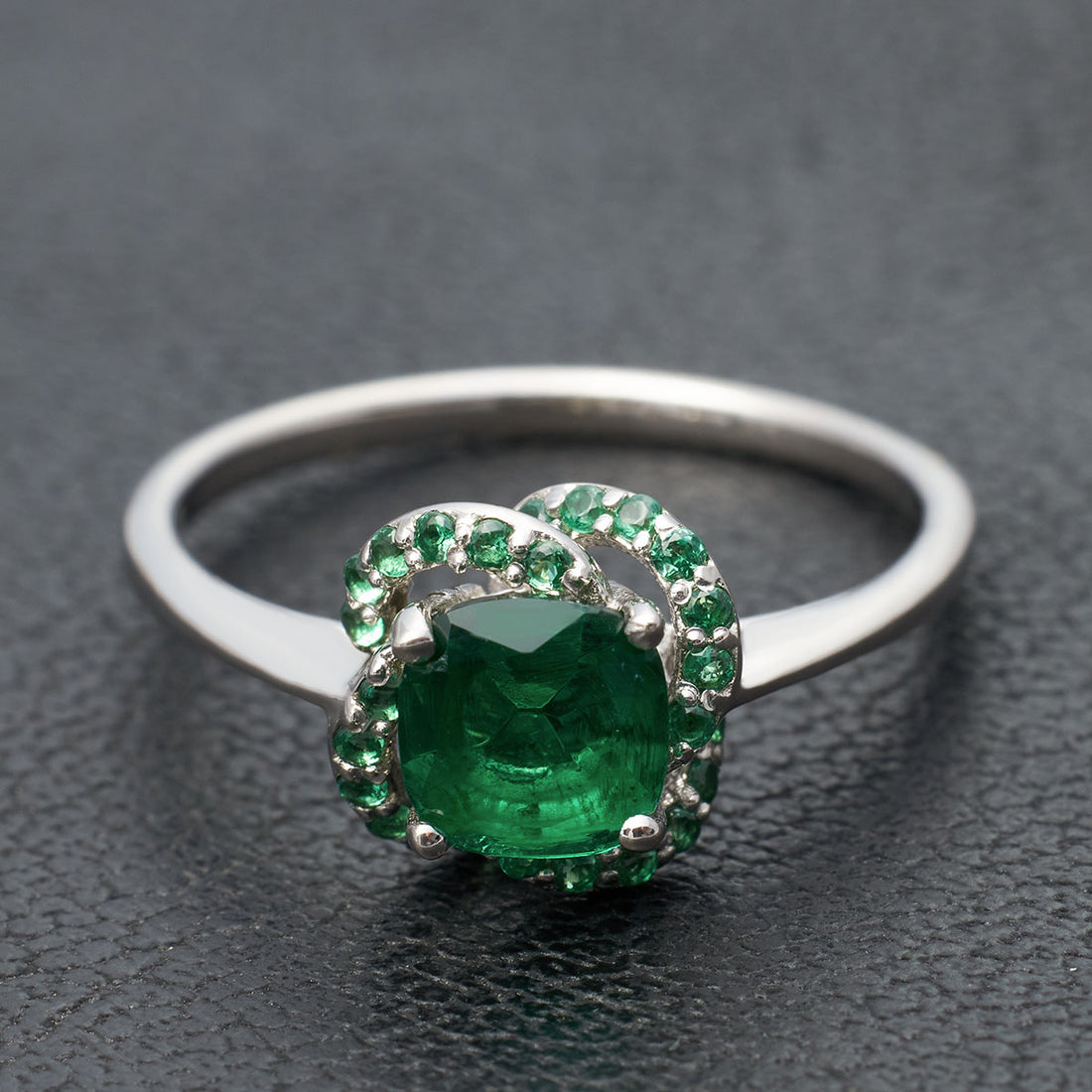 Cushion Cut Emerald Engagement Ring
