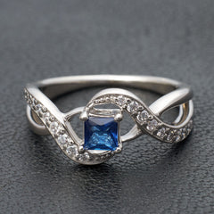 Sapphire Engagement Ring Women Princess Cut Wedding Rings