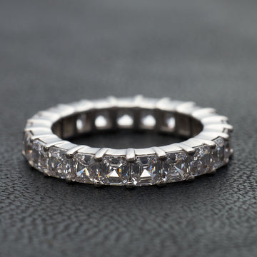 Moissanite Wedding Band Asscher Cut Full Eternity Band Womens