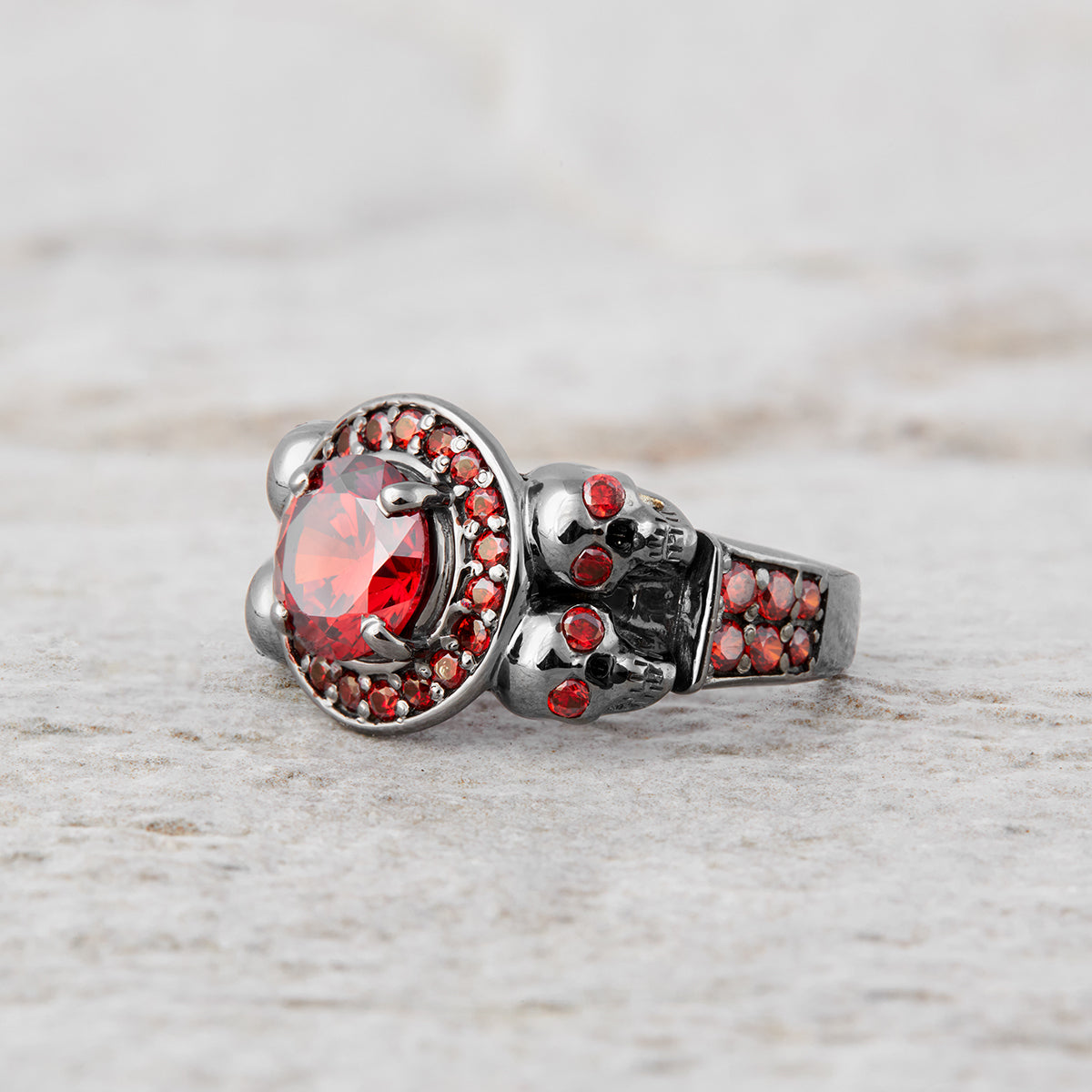 1.35tcw Red Garnet Skull Couple Rings