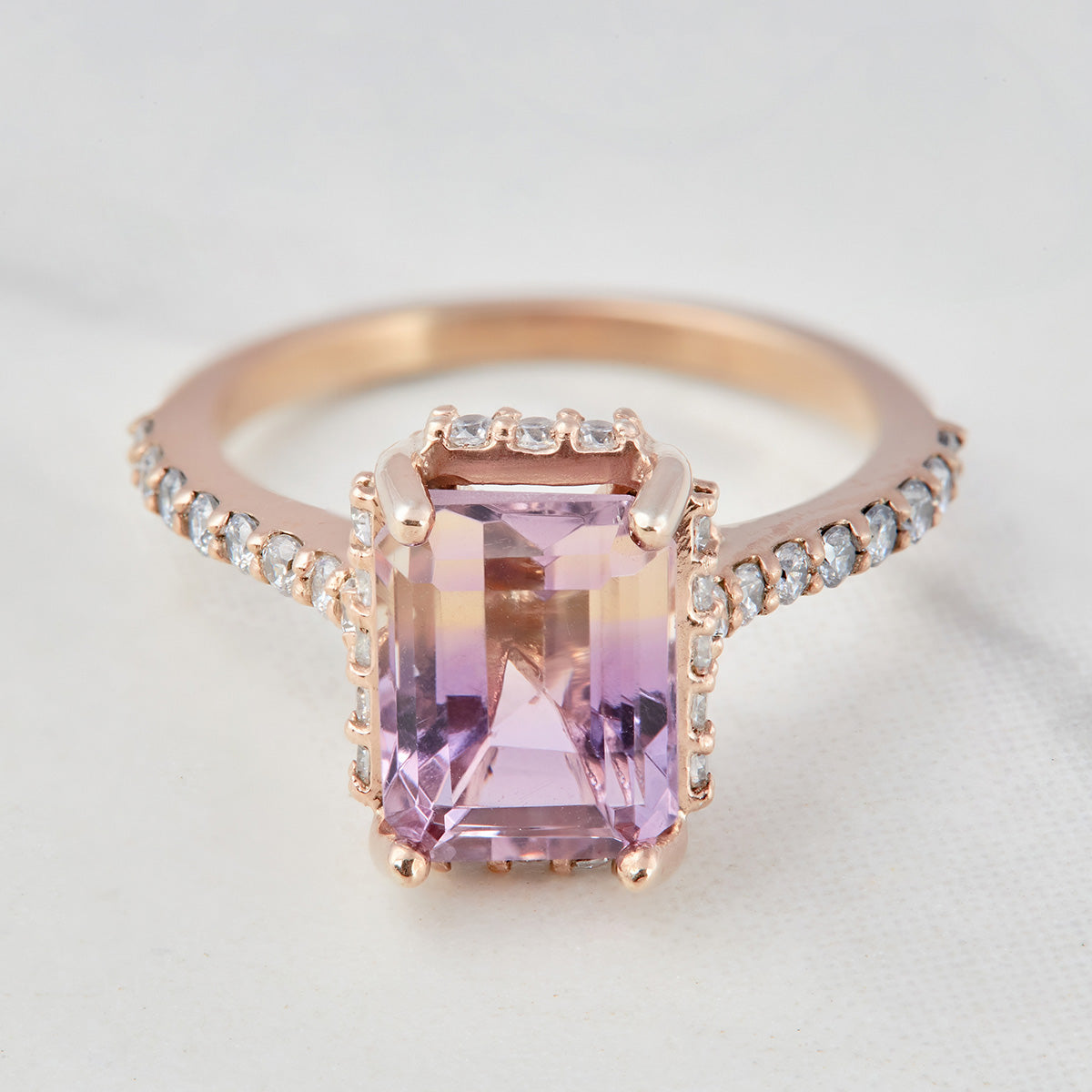 Moissanite and Ametrine Engagement Ring