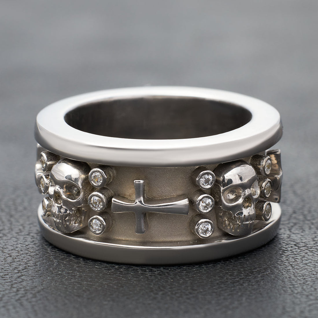 Silver Skull Wedding Band For Men