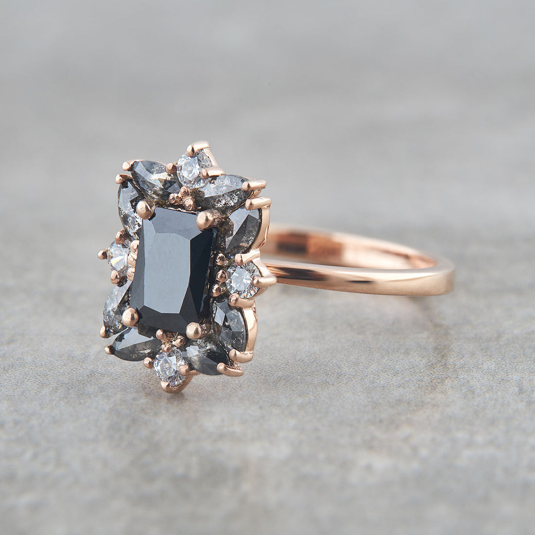 Black Natural Diamond Engagement Ring