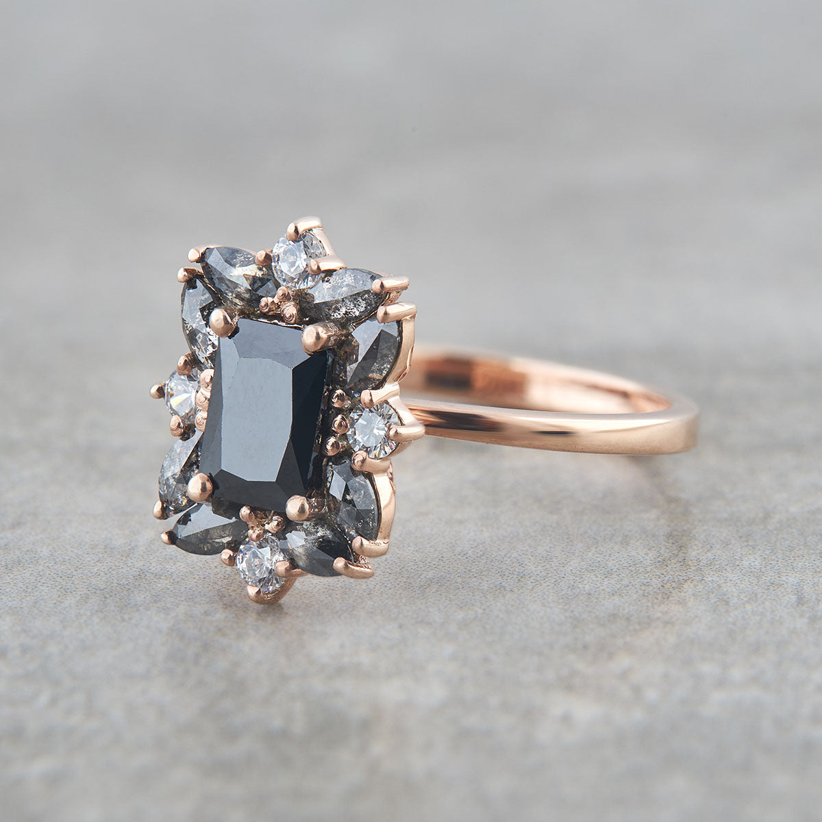 Black Natural Diamond Engagement Ring