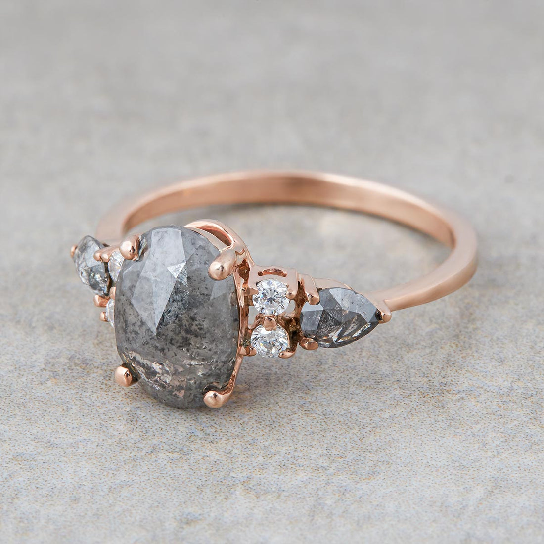 Salt and Pepper Diamond Promise Ring