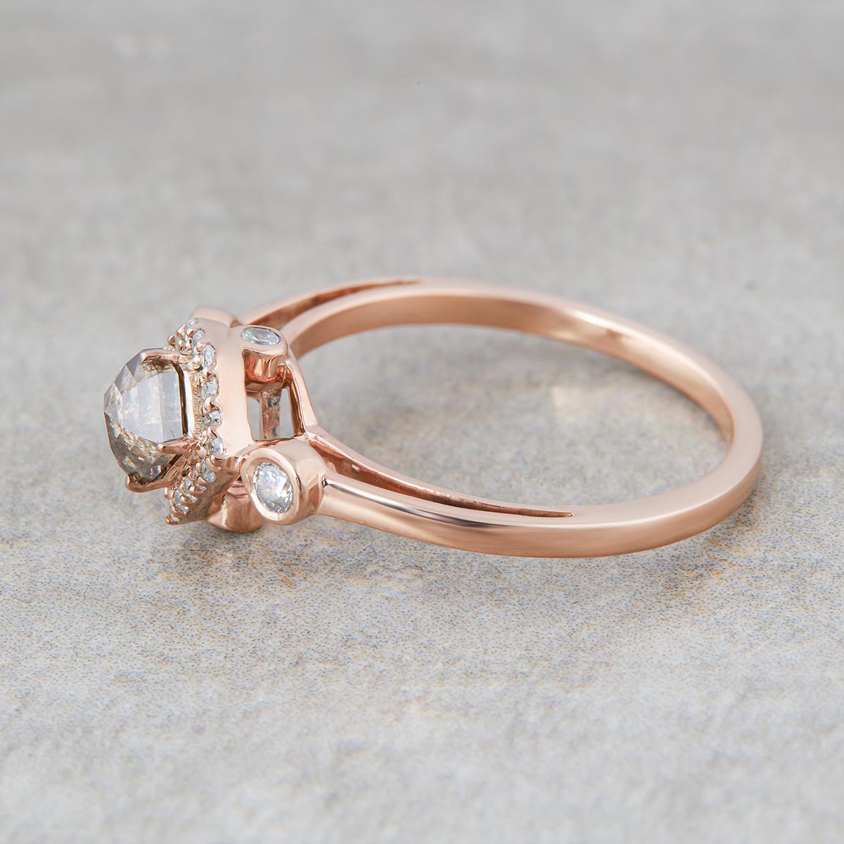 Salt and Pepper Diamond Engagement Ring