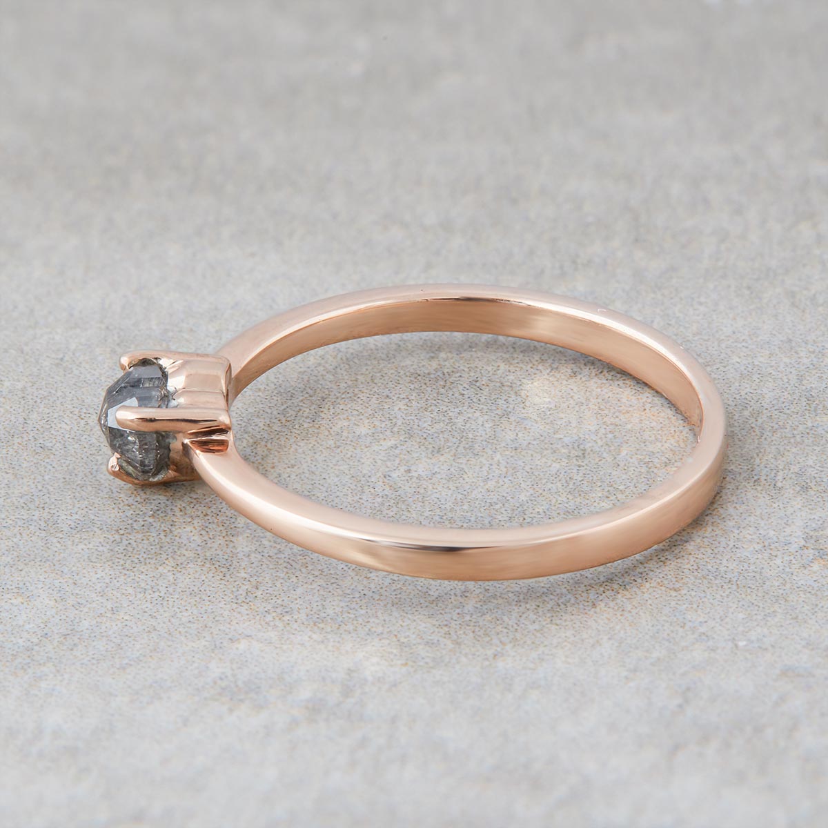 Salt and Pepper Diamond Heart Ring