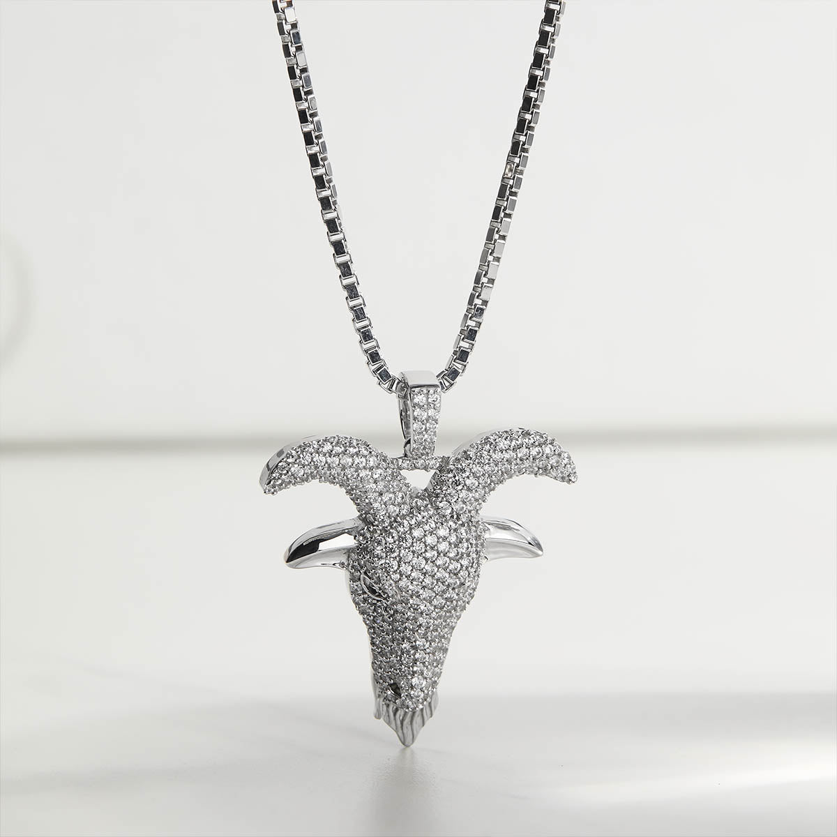 Iced Out Goat Pendant Necklace Capricorn Jewelry GOAT - Greatest Of All Time Hip Hop Jewelry