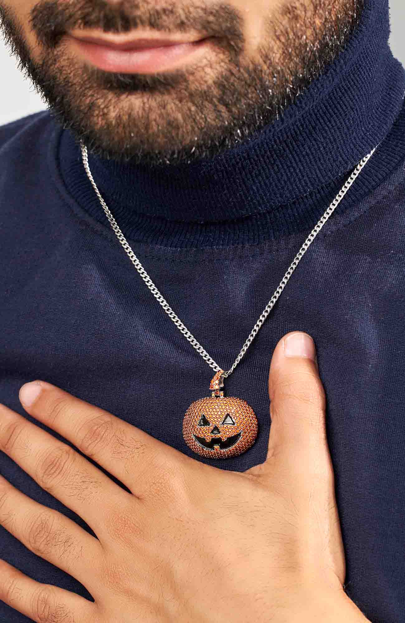 Halloween Pumpkin Pendant Necklace With Chain Hip Hop Jewelry