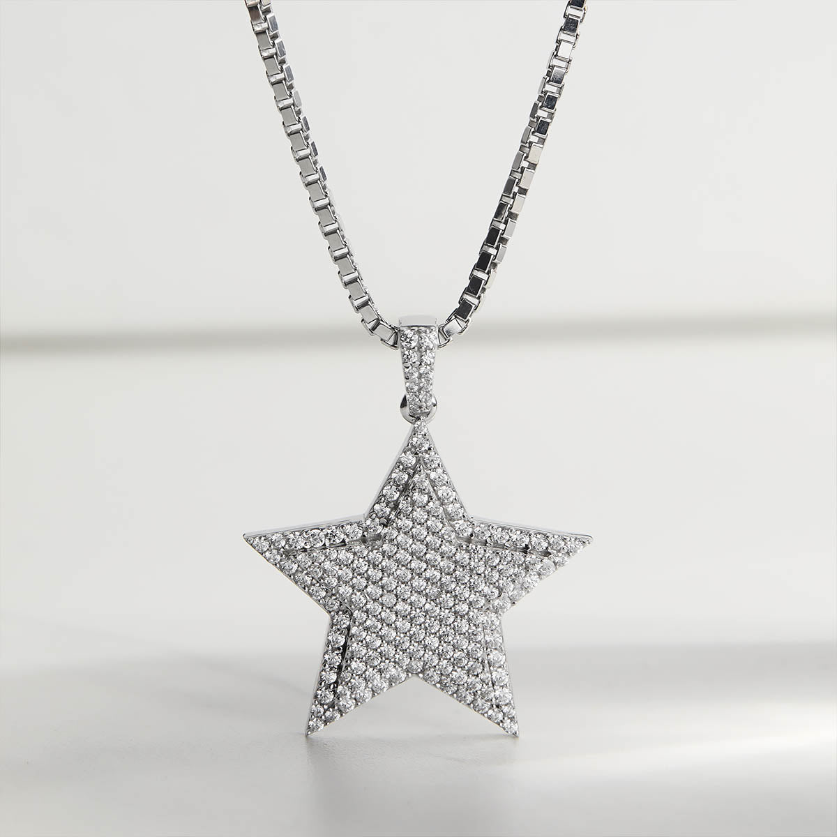Iced Out Star Necklace Celestial Star Pendant Hip Hop Jewelry Diamond Sterling Silver
