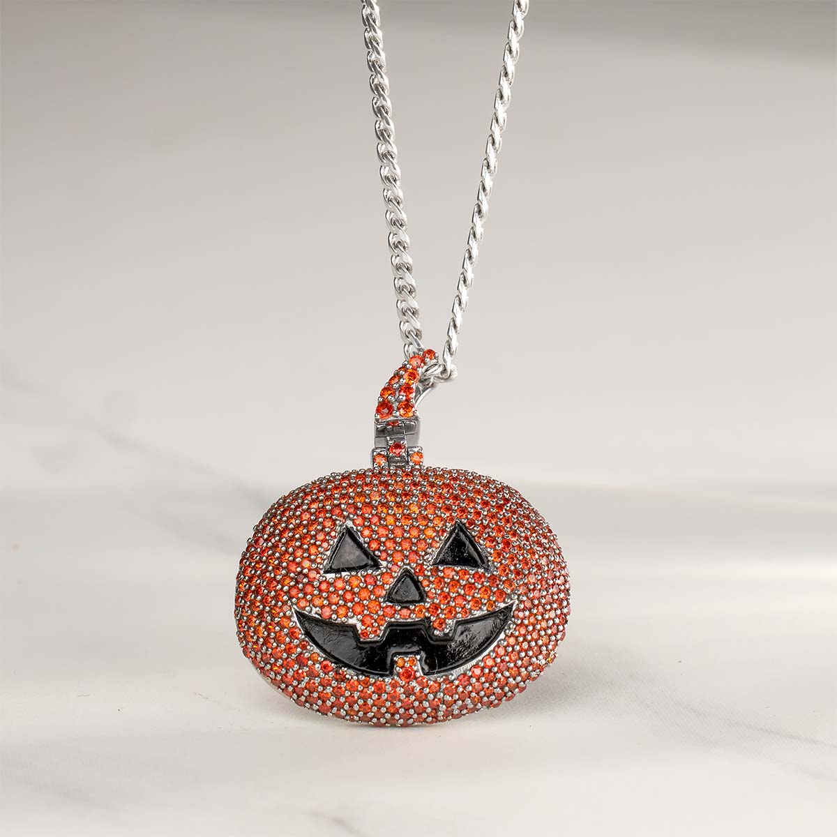 Halloween Pumpkin Pendant Necklace With Chain Hip Hop Jewelry