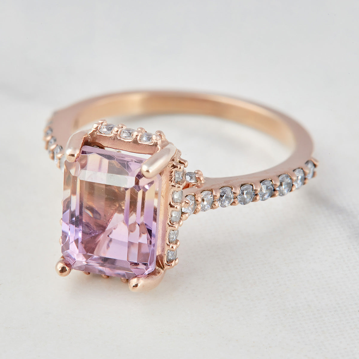 Moissanite and Ametrine Engagement Ring