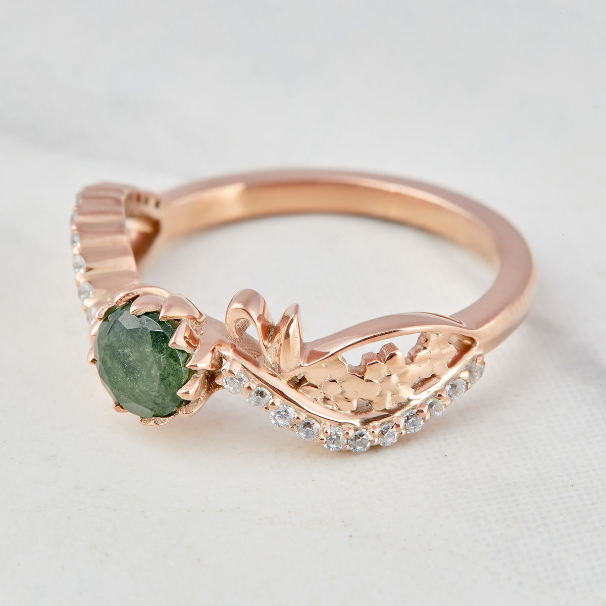 Art Deco Moss Engagement Ring