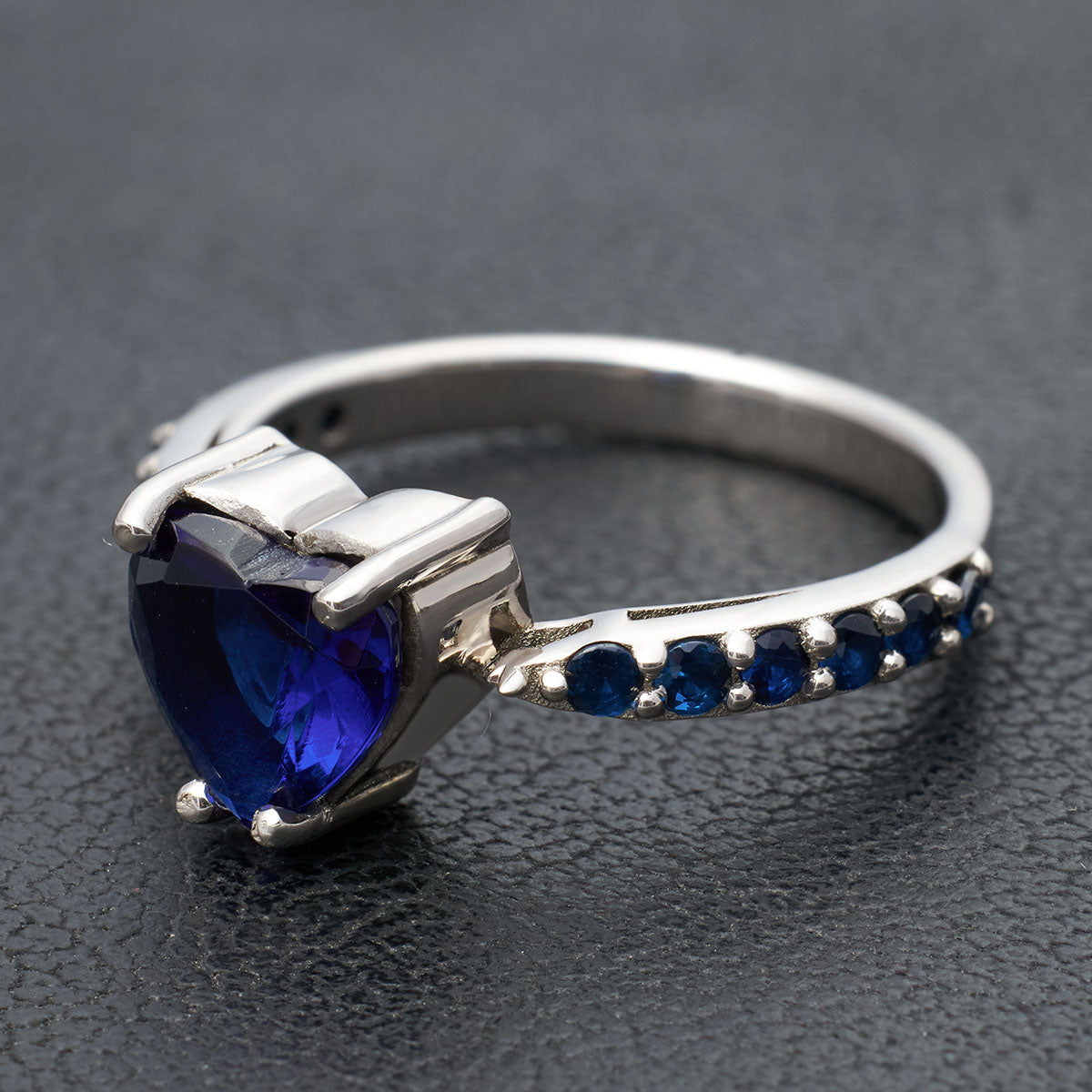 Natural Sapphire Heart Engagement Ring
