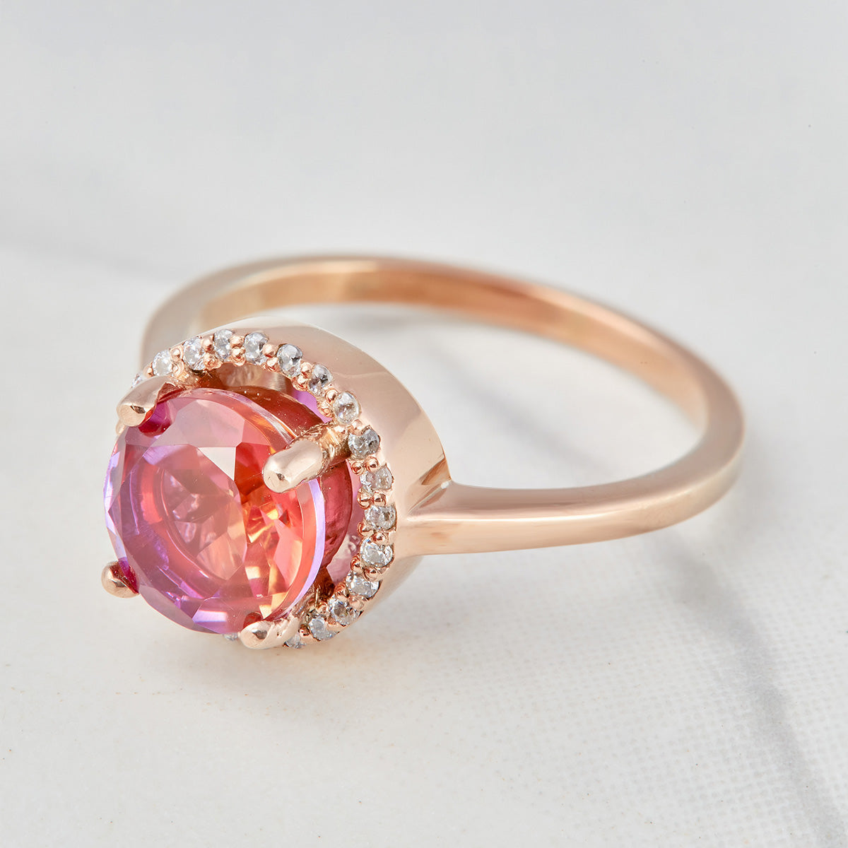 2CT Doublet Gemstone Engagement Ring