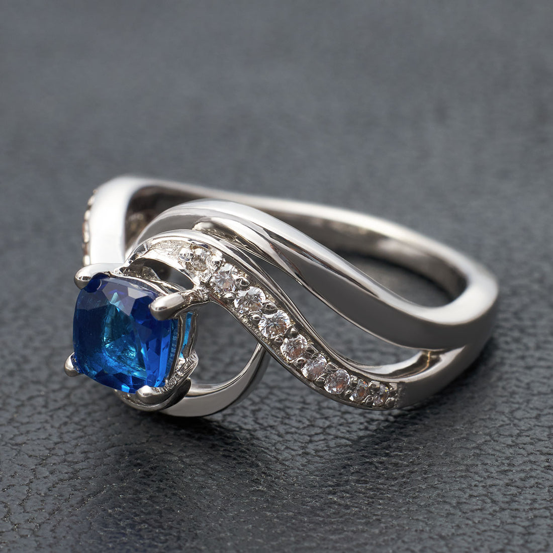 Cushion Cut Natural Sapphire Engagement Ring