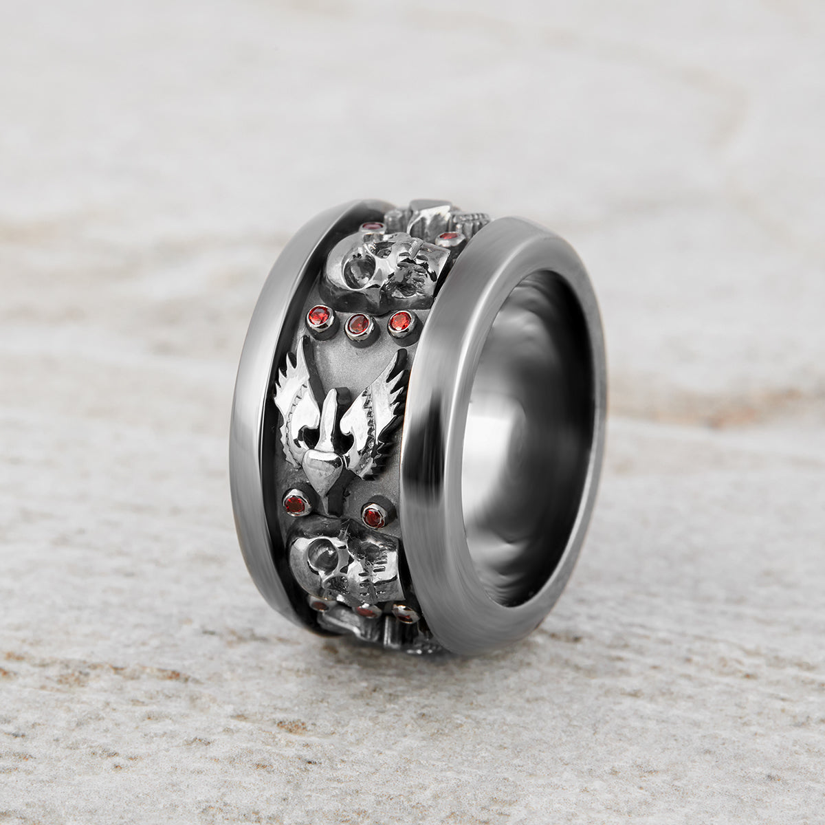 Skull Gothic Wedding Ring Set