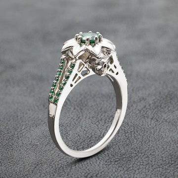 Flower Skull Engagement Rings