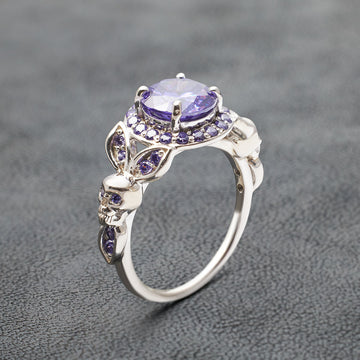 Amethyst Skull Wedding Ring For Women