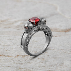 Skull Gothic Engagement Ring Womens Skull Jewelry Gun Metal
