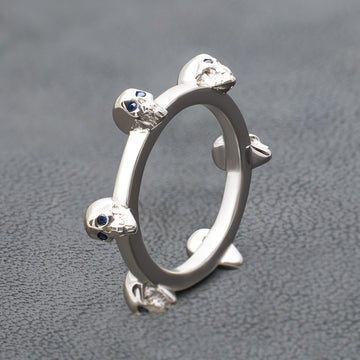 Skull Wedding Band Women Eternity Band Gothic Promise Ring