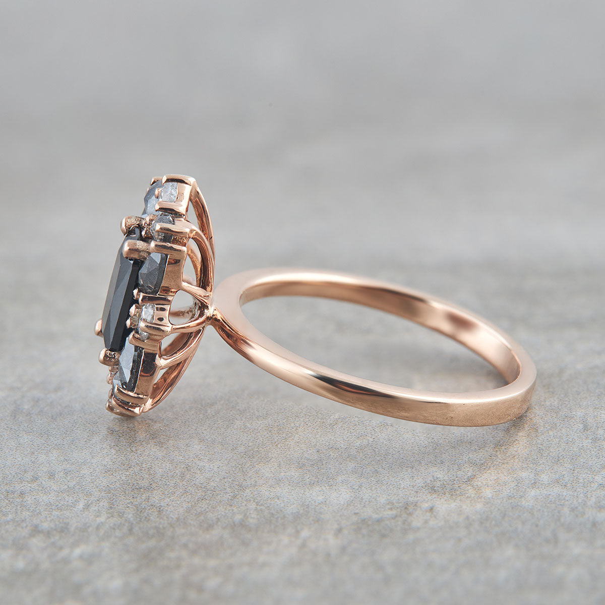 Black Natural Diamond Engagement Ring