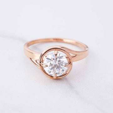 Solitaire Moissanite Diamond Ring for Women Rose Gold Engagement Rings Promise Wedding Anniversary