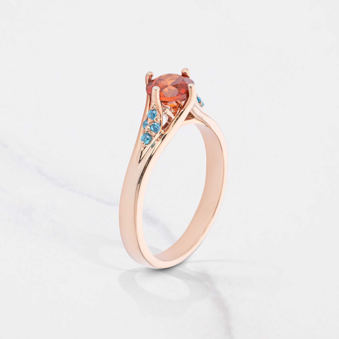 Cocktail Engagement Ring for Women Multi Color Gemstone Sapphire Rings Rose Gold