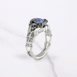 Skeleton with Coffin Ring Gothic Skull Engagement Rings Silver