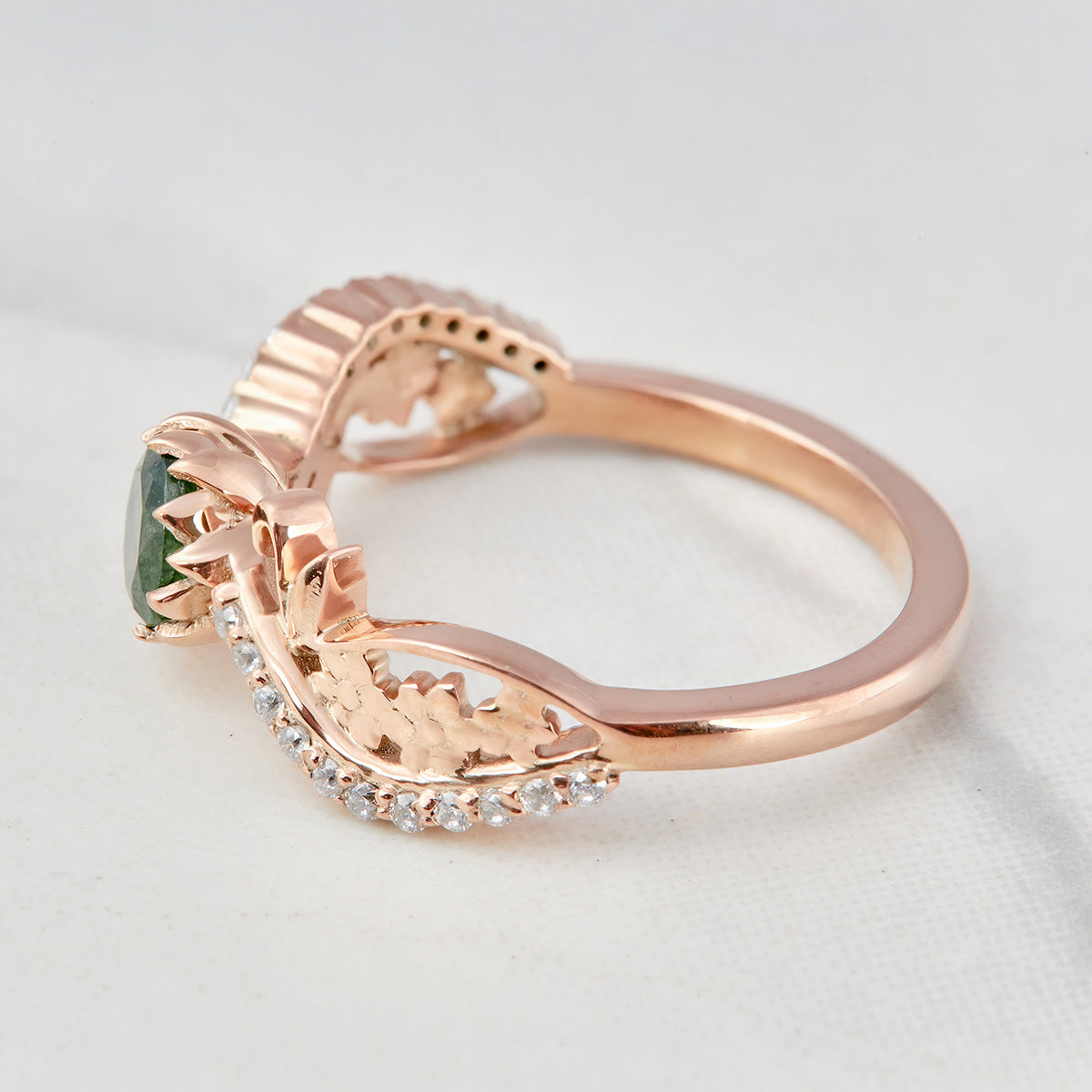 Art Deco Moss Engagement Ring
