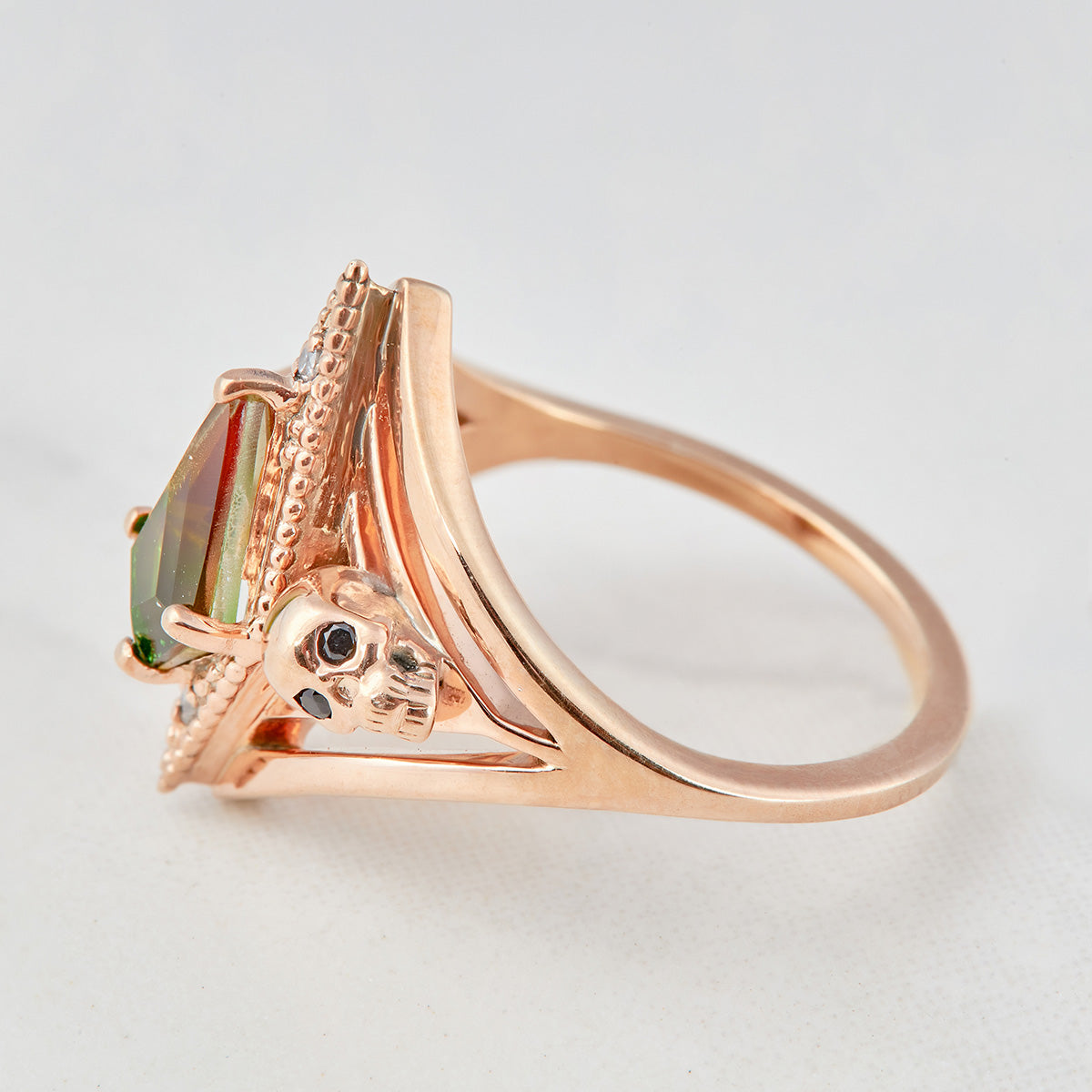 Kite Cut Skull Engagement Ring