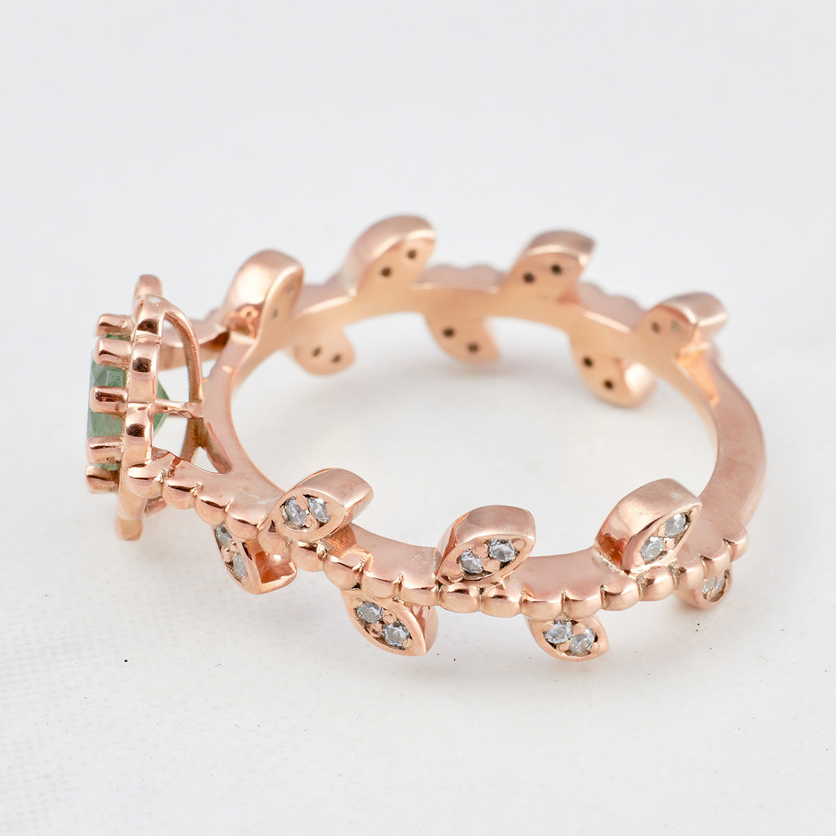 Moss Agate Flower Engagement Ring Set