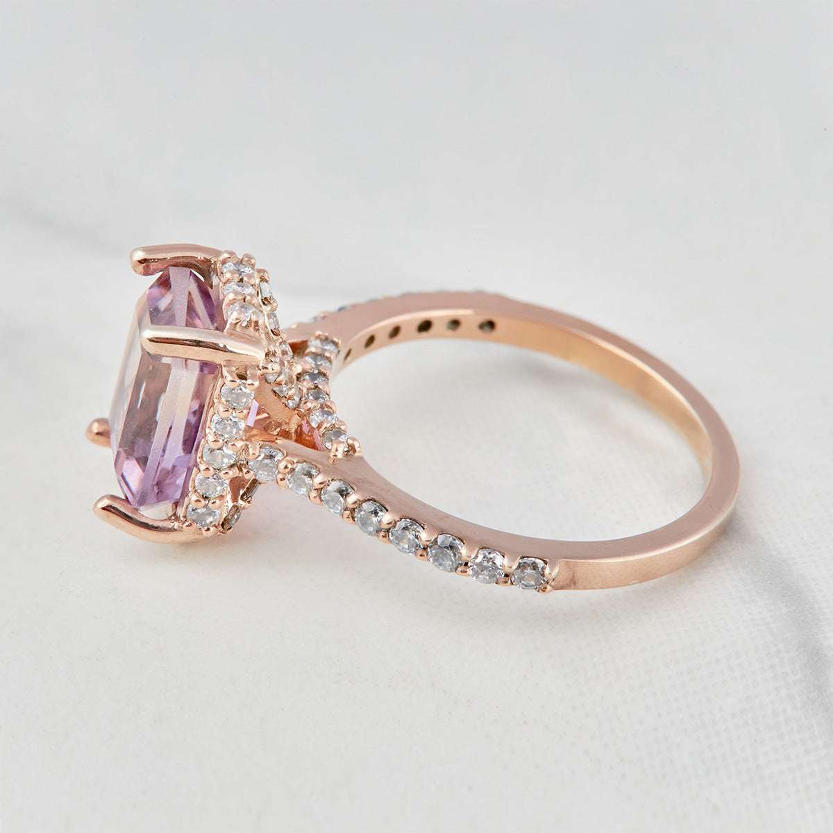 Moissanite and Ametrine Engagement Ring