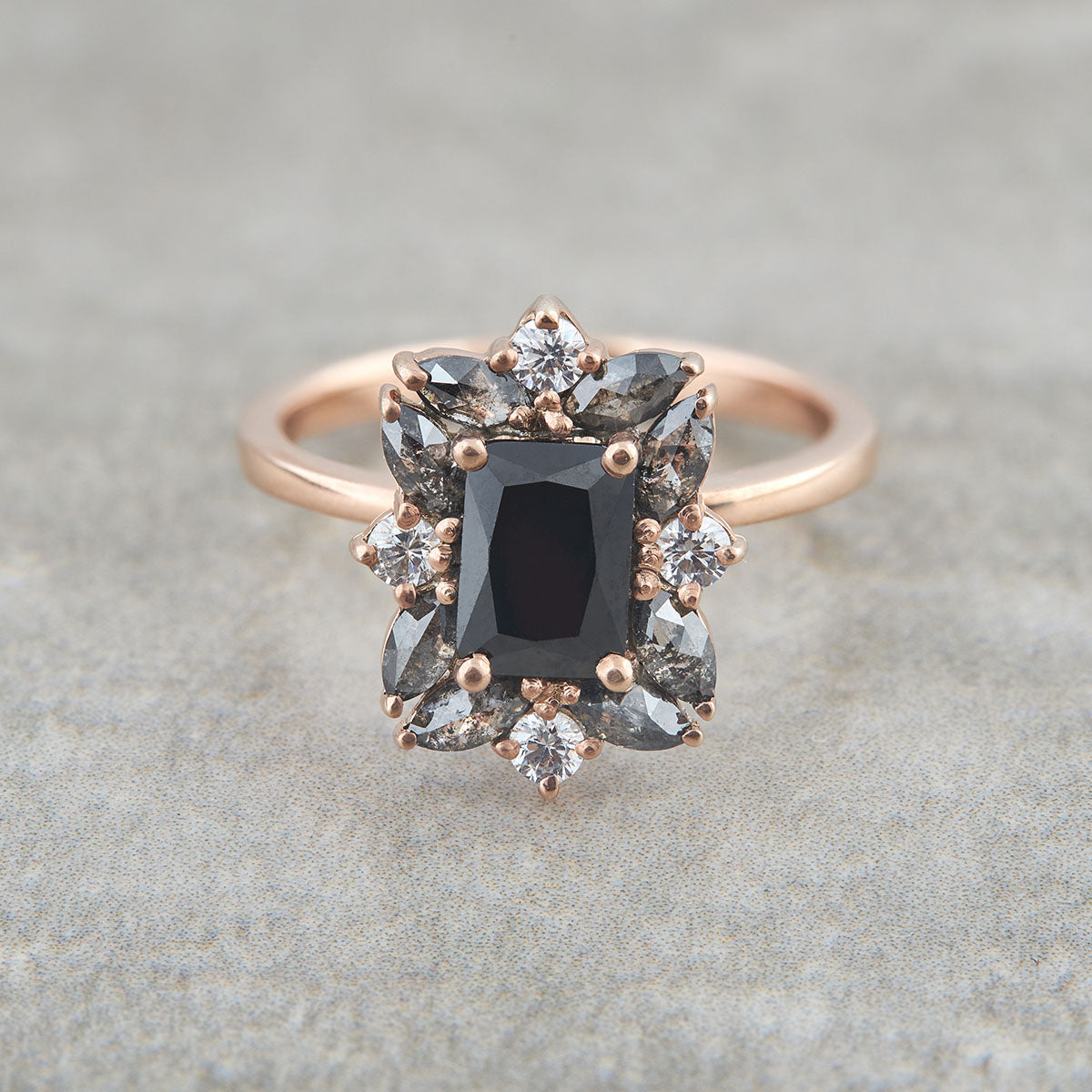 Salt and Pepper Engagement Ring