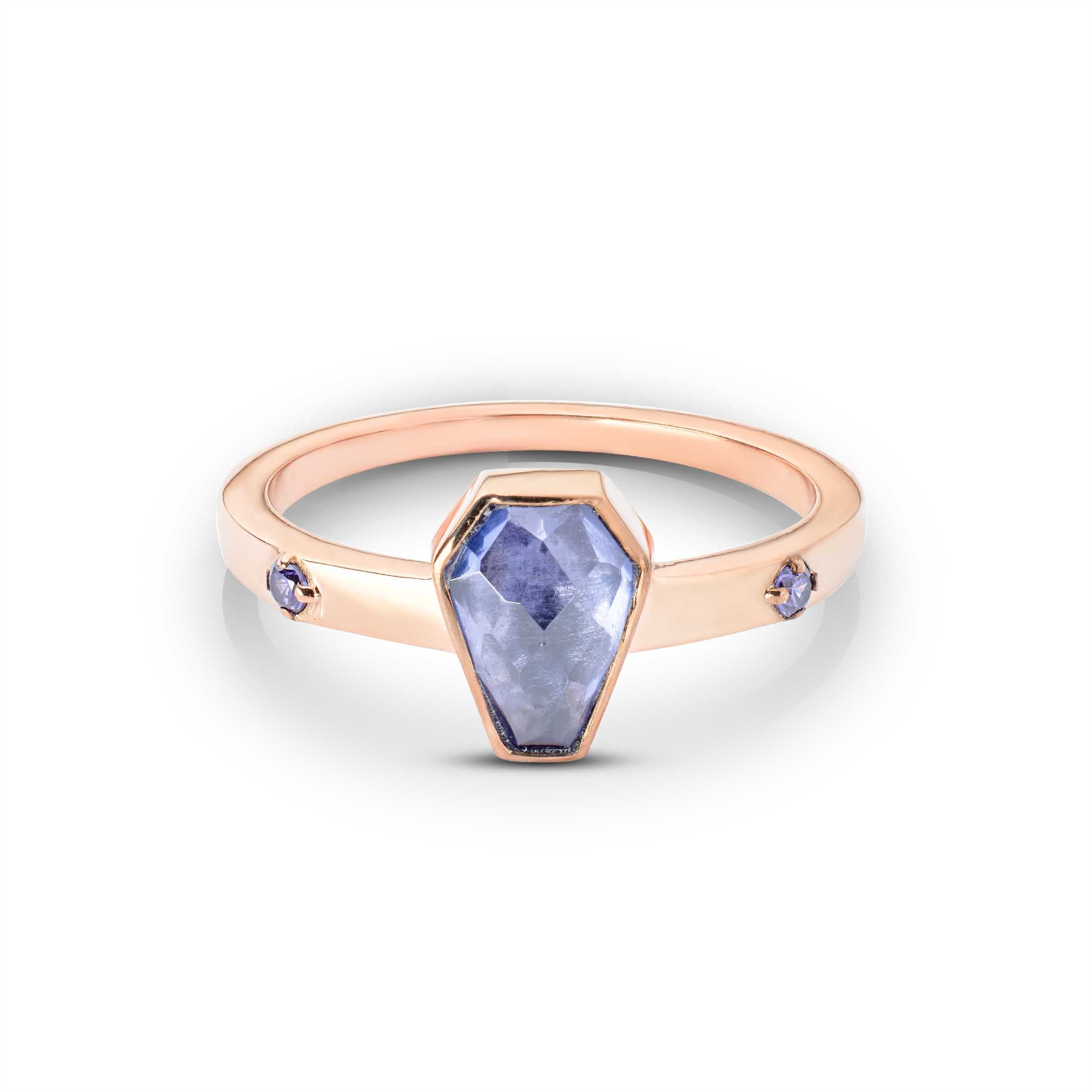 Coffin Shaped Engagement Rings Blue Titanic Gemstone Ring