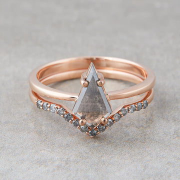 Kite Salt and Pepper Diamond Engagement Ring Set