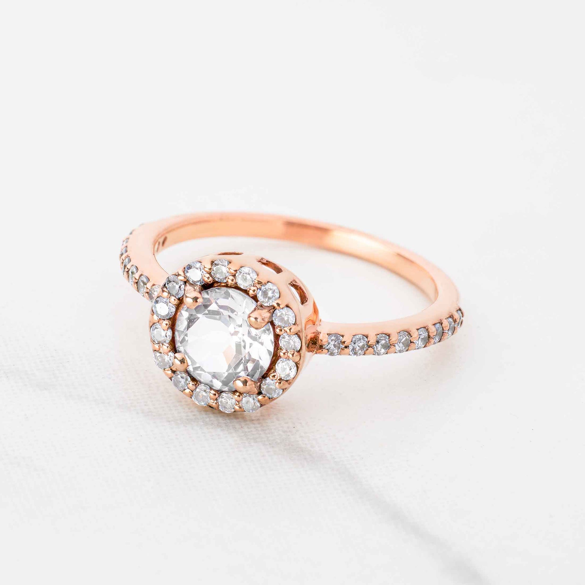 Classic Halo Engagement Rings Rose Gold Moissanite Diamond Anniversary Ring Gift