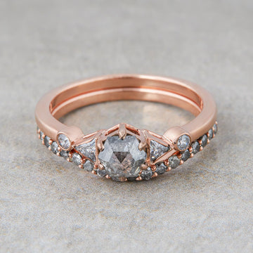 Natural Salt and Pepper Diamond Engagement Rings