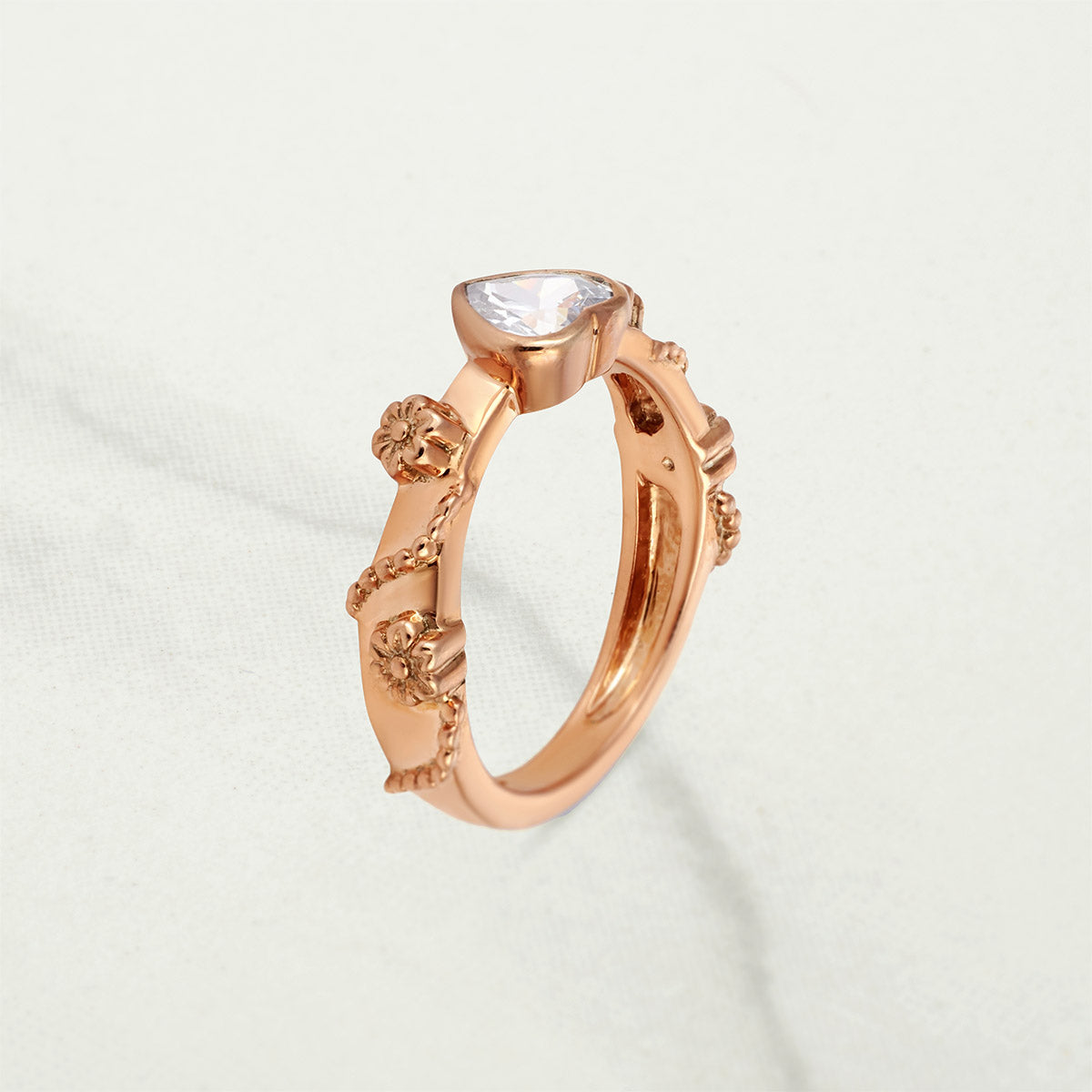 Solitaire Heart Moissanite Diamond Ring Proposal Ring Valentine's Day Gift Rose Gold Sterling Silver