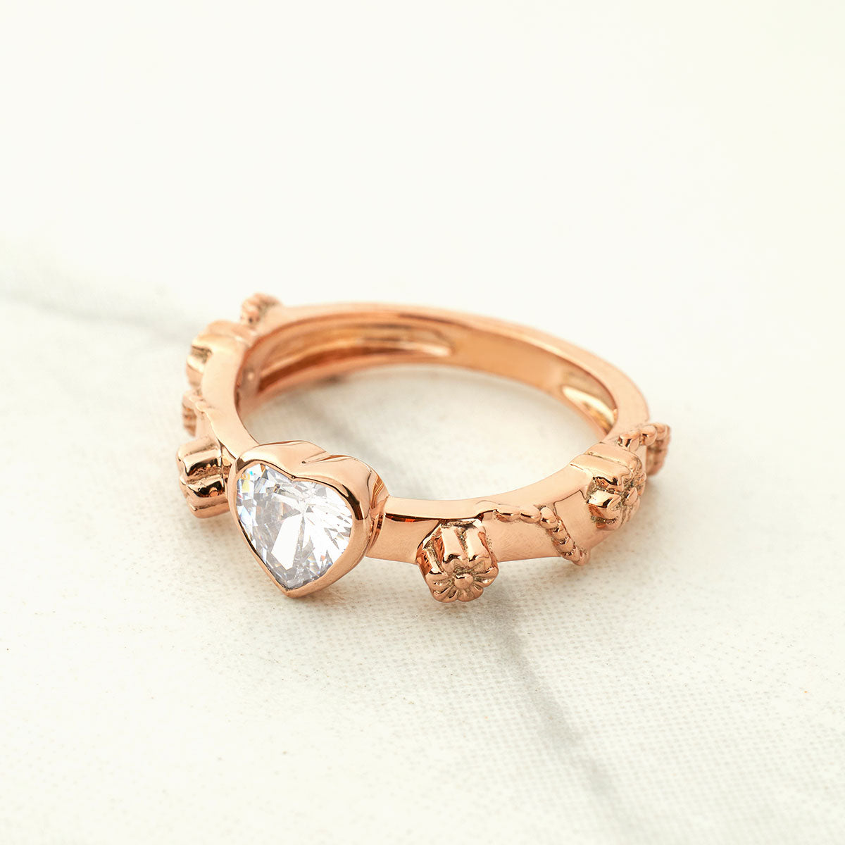 Solitaire Heart Moissanite Diamond Ring Proposal Ring Valentine's Day Gift Rose Gold Sterling Silver