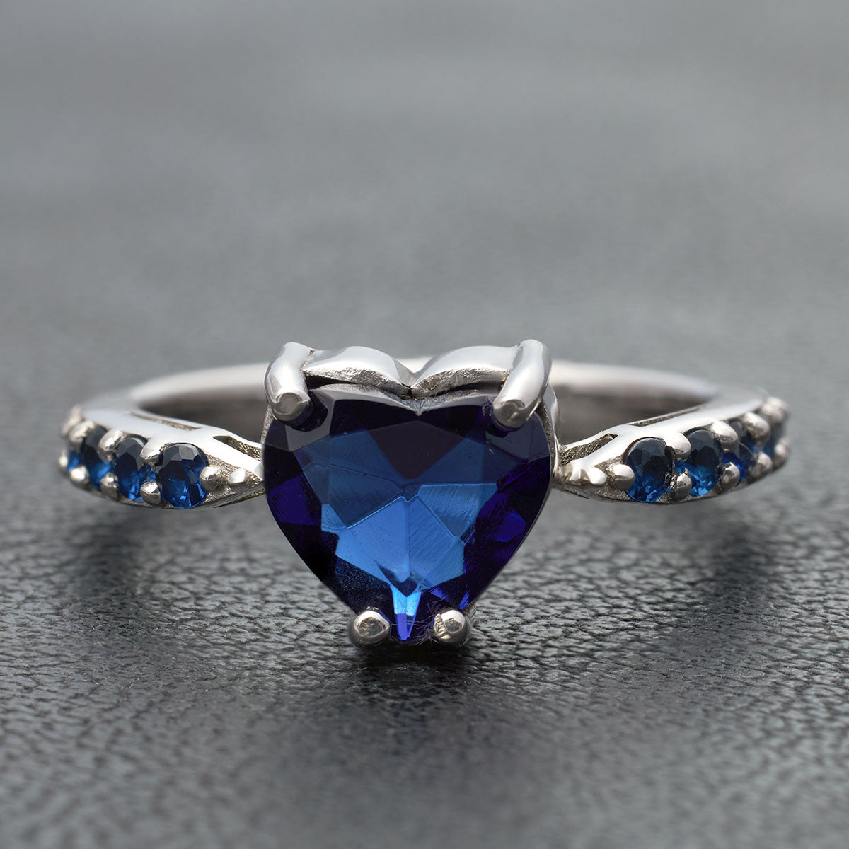Natural Sapphire Heart Engagement Ring