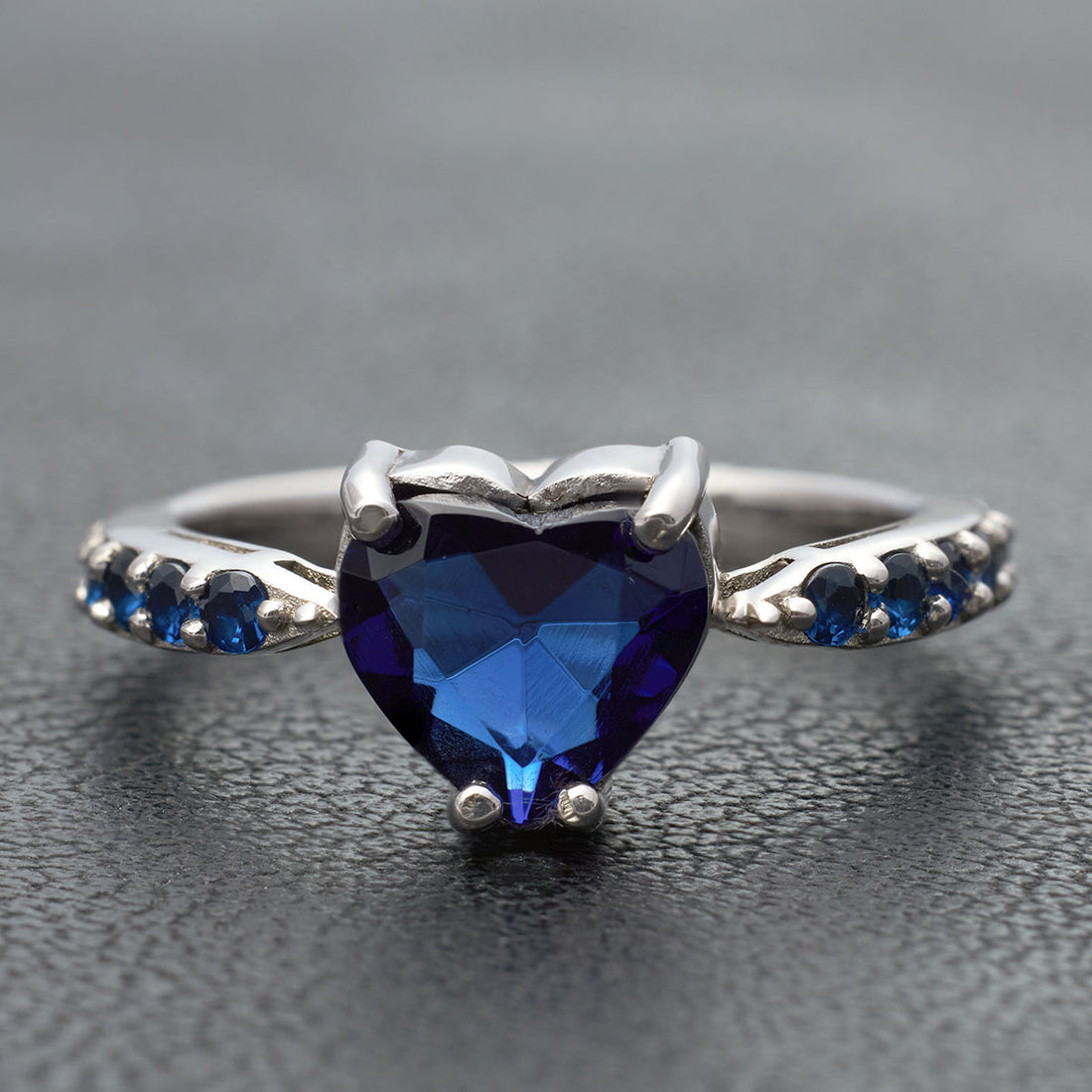 Natural Sapphire Heart Engagement Ring