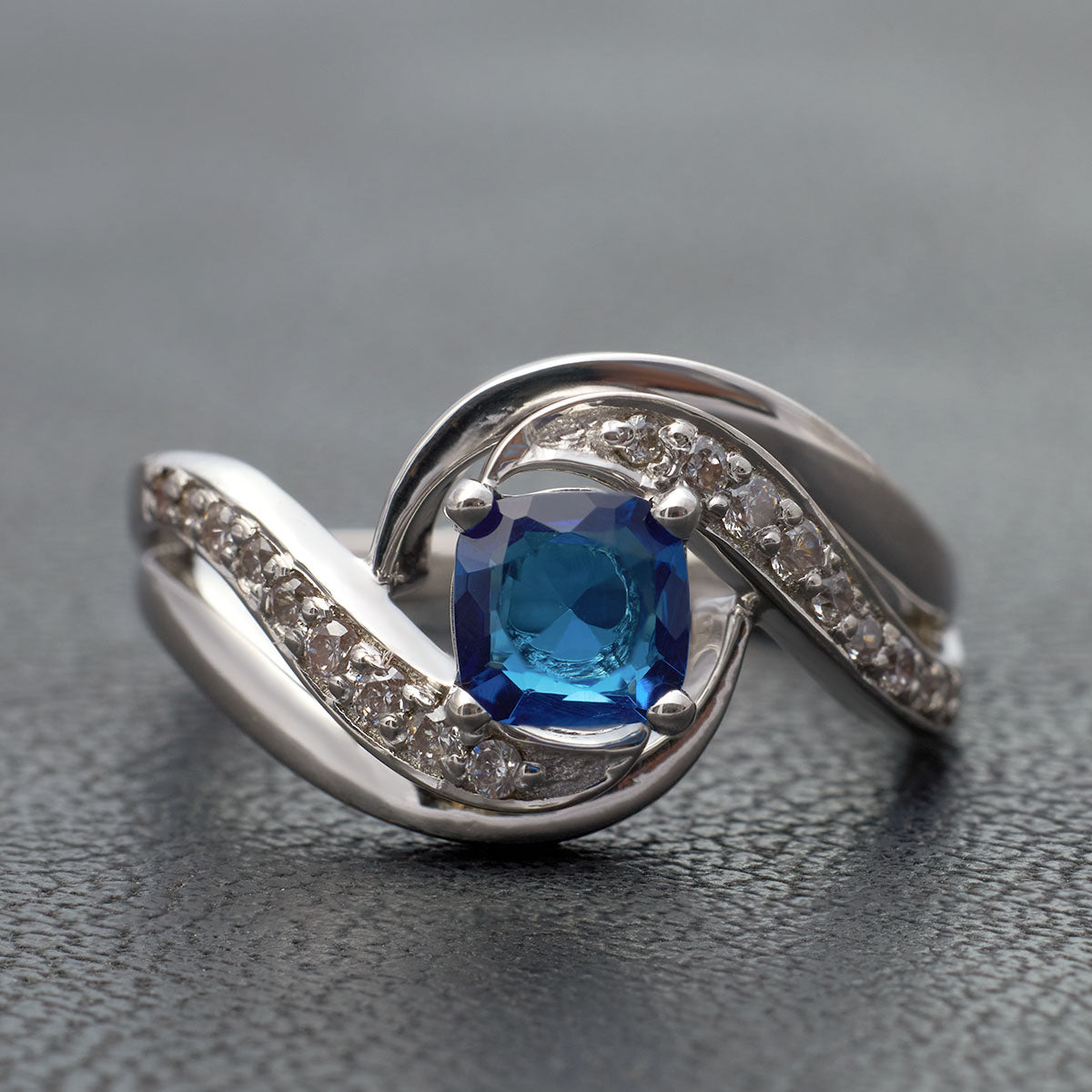 Cushion Cut Natural Sapphire Engagement Ring