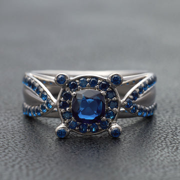Natural Sapphire Unique Engagement Ring