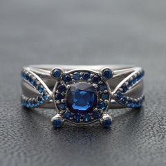 Natural Sapphire Unique Engagement Ring 1.0TCW Cushion Cut