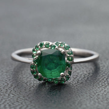 Natural Emerald Engagement Ring