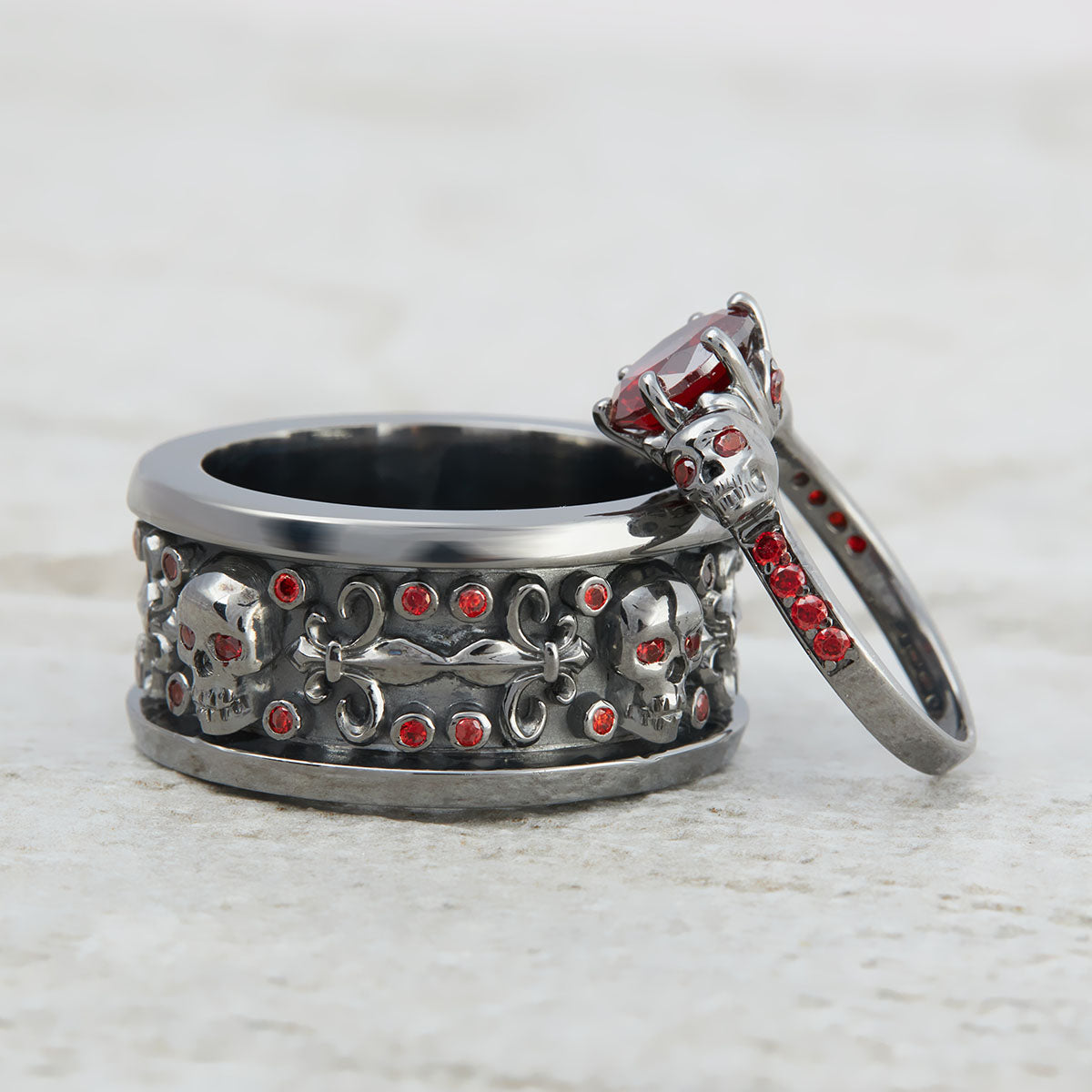 Vampire Skull Wedding Rings Set