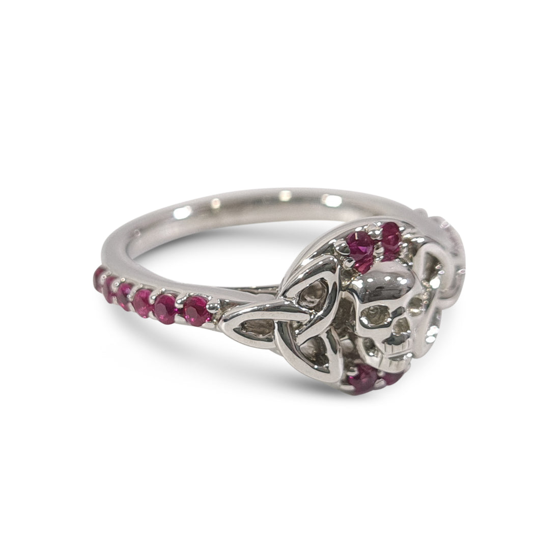 SILVER TRINITY SKULL RING